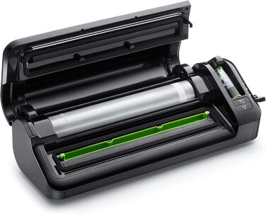 FoodSaver пристрій для вакуумної упаковки з нарізачем та зберіганням рулонів | ручний вакууматор та функція маринування | комплект вакуумних пакетів [FFS017X], срібляний, Standard