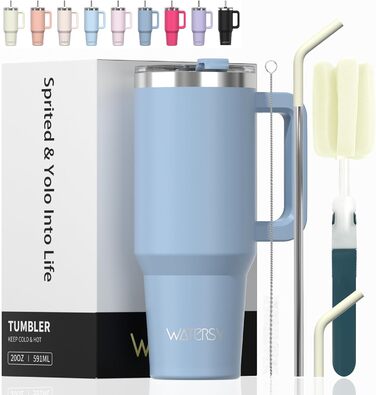 Термокружка WATERSY 40oz з нержавіючої сталі, подвійні стінки, вакуумна ізоляція, 591 мл, Smogblau