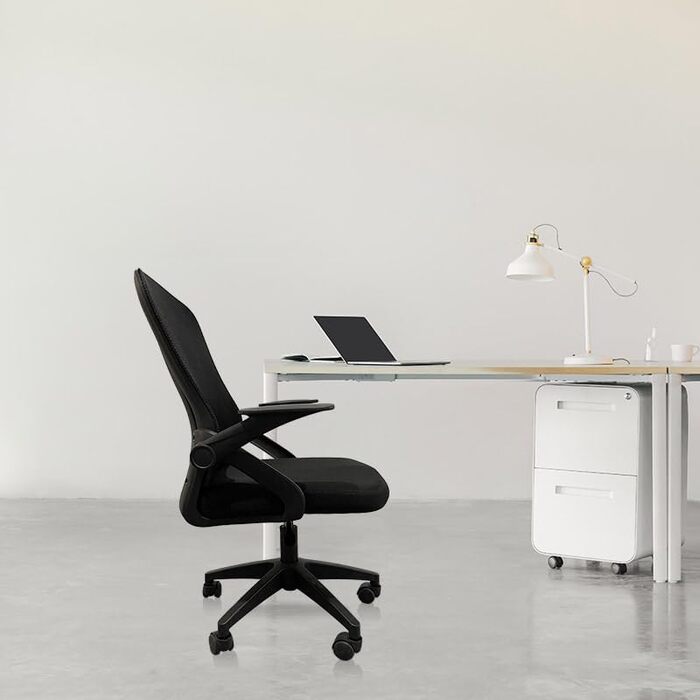 Ергономічне крісло для офісу, крісло для робочого столу з регульованими підлокітниками, 3D-підголівник та 3D-підтримка попереку, офісне крісло з функцією гойдання та нахилу (біле та чорне) (Чорний - оновлення)