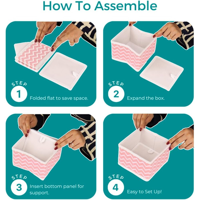 Qoolish Rosa Drawer Organizer, Set of 6 Sturdy Drawer Organizers to Sort Your Bedroom, Closet, and Drawer - Organize Your Space with our foldable