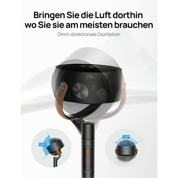 Dreo PolyFan 513S: Тихий розумний вентилятор з широким охопленням та 6 режимами (білий/чорний)