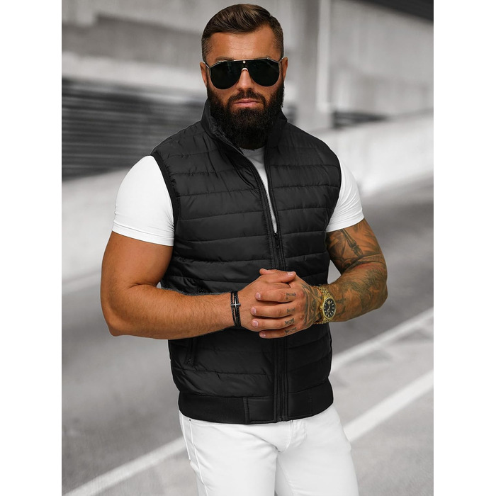 Чоловіча степкова жилетка OZONEE з капюшоном, без рукавів, спортивна, для перехідного сезону, чорна