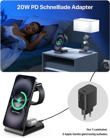 Зарядна станція 3-в-1 для Apple Watch, iPhone та AirPods Pro (індуктивна, бездротова) Сірий