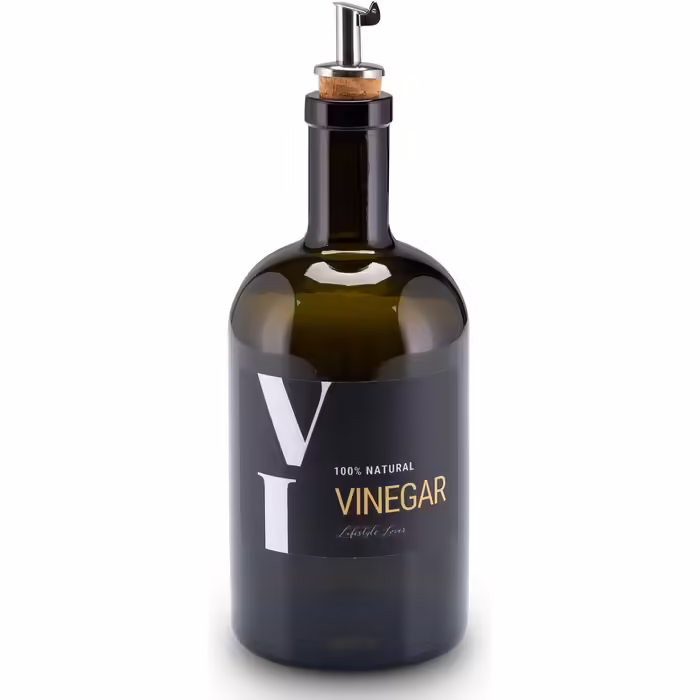 Oil and Vinegar Set Apothecary Bottle Green Antique Glass Olive Oil with Stainless Steel Pourer for Oil & Vinegar (Vinegar 500ml)
