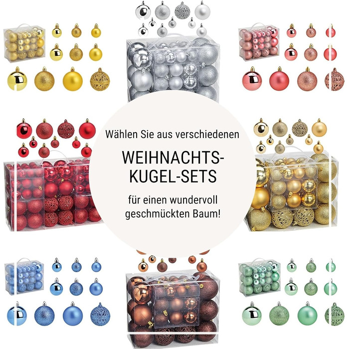 Набір прикрас для ялинки WOMA - 50 кульок, 22 кольори, пластик, ялинкові прикраси, декор, 100 шт. (Lemon Gold)