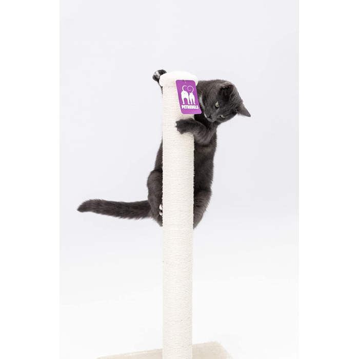 Petrebels Premium Quality Scratching Post Maine, 90 cm High, with Extra Stable Base Plate and Natural Sisal Post, 40 x 40 x 90 cm, Cream/Beige Color