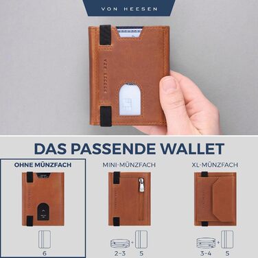 Картхолдер Von Heesen з RFID-захистом та монетницею (чорний, Waxy) - шкіряний гаманець для жінок та чоловіків