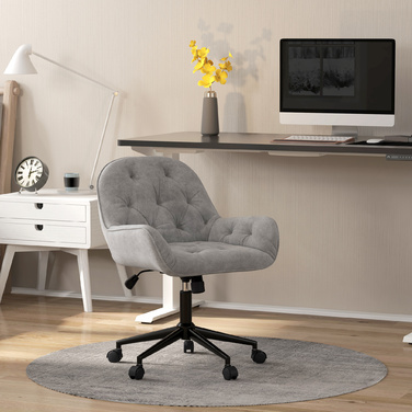 Vinsetto Adjustable Swivel Chair, Ergonomic Office Chair with Velvet-Look Finish in Light Gray for Living Room & Office