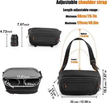 Чорна фотосумка Cwatcun для фотографів з кріпленням для штатива, водонепроникна (M)