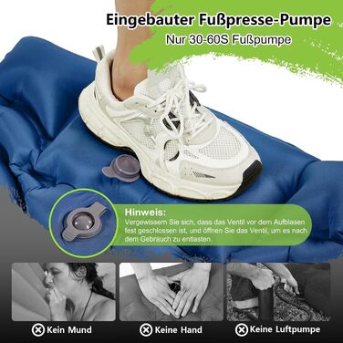 MEIJO Саморозгортальний килимок для кемпінгу, ізомат, туристичний килимок, самонадувна повітряна матрац для відпочинку на природі, похідів, кемпінгу, пляжу, блакитний & сірий