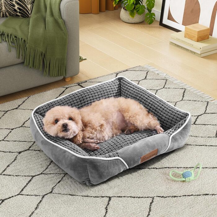 YITAHOME Dog Bed for Medium to Small Dogs, Dog Cushion, Dog Beds, 64x53cm, Non-Slip Bottom Dog Sofa, grey (51x48x15cm (L x W x H))