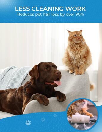 Щітка для собак та котів, гребінець для тварин з нержавіючої сталі 12+23 зубчики, двостороння для видалення шерсті та розплутування вузлів (Large, блакитний)