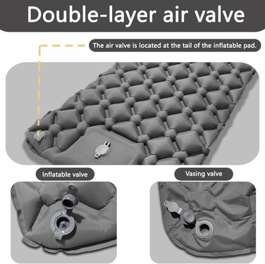 Саморозгортальний килимок для кемпінгу Isomatte, Ultraleicht: легкий килимок для відпочинку на природі, туризму, пляжу та подорожей. З насосом та подушкою. Сірий колір.