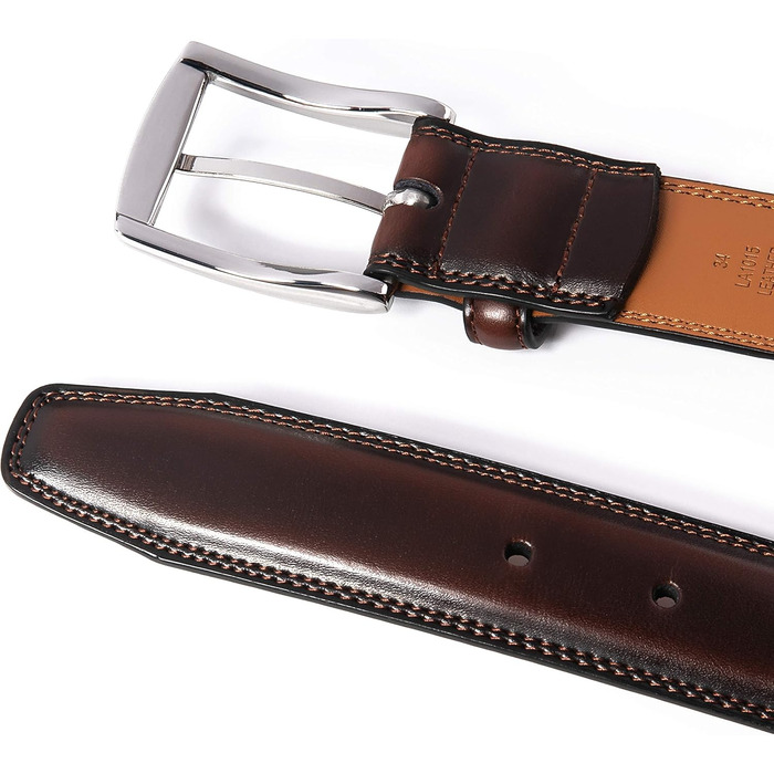 Чоловічий шкіряний ремінь Fabio Valenti – для костюмів, джинсів, уніформи, з односторонньою пряжкою, дизайн США, 40-42, махагон