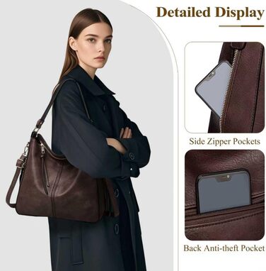 Сумка жіноча шопер велика елегантна через плече, PU-шкіра, замок, з кишенею, колір кава