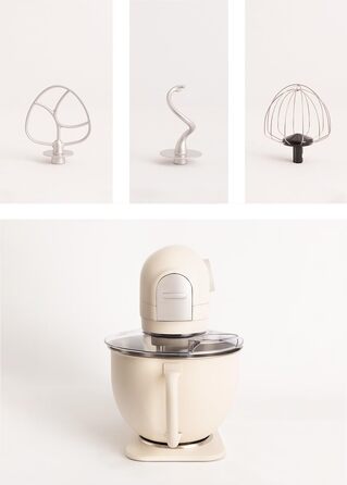 Планетарний міксер CREATE/DOWNMIX RETRO для кухні, колір Крем: 6 швидкостей, автоматичні програми для збивання, змішування та емульгування