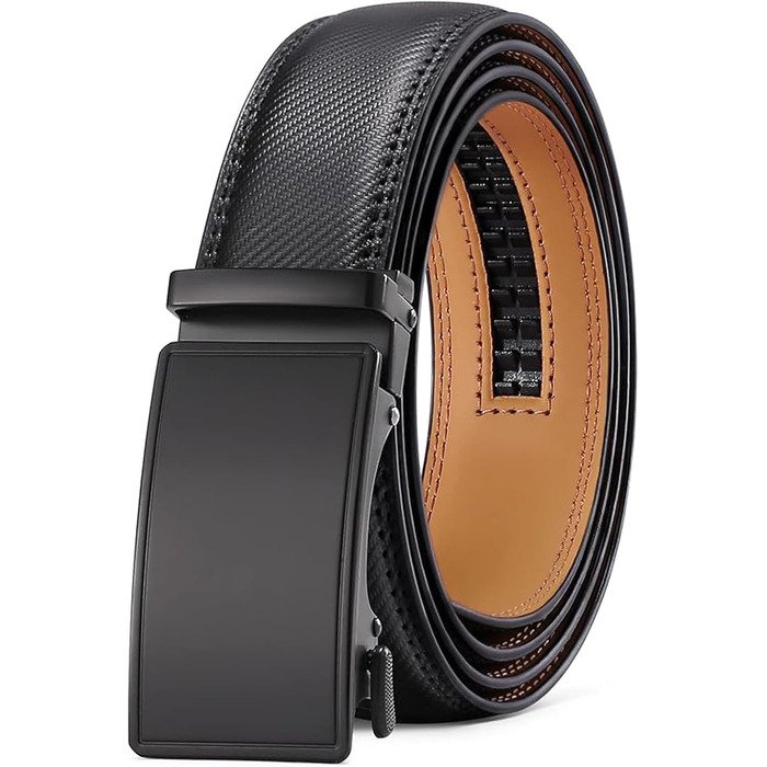 Чоловічий шкіряний ремінь SENDEFN з автоматичною пряжкою, ширина 35 мм, регульований розмір 32-38 дюймів (115 см), матовий чорний