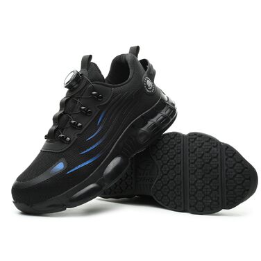 Черевики робочі чоловічі S3 з пружинним закриттям - Легкі робочі черевики жіночі з металевим підноском, неслизькі, спортивні кросівки для роботи та повсякденного використання 44 EU A881, блакитні