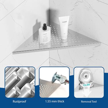 Neodrain Corner Shelf Shower Shelf Stainless Steel Shower Rack Built-in Shower Basket for Bathroom Shampoo Holder, Brushed