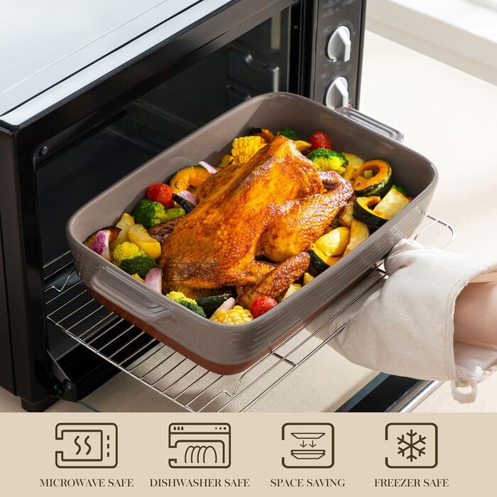 Форма для запікання MALACASA Serie TARA, 4.5L, кераміка, 35*23.8 см, для лазаньї та тірамісу