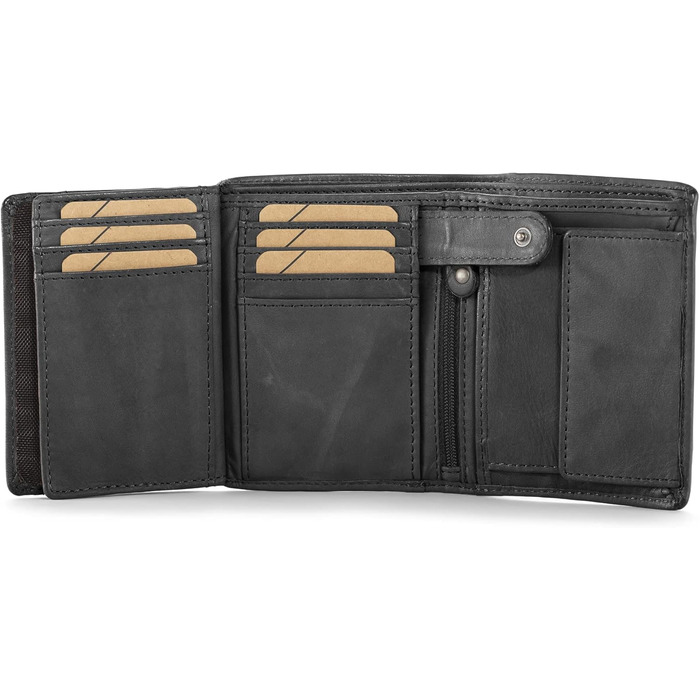 Cas8 Portmonee for Men MATS, Vertical Wallet, 100% Leather Wallet, Wallet with RFID Protection & 9 Card Slots, Flip-Up Wallet with Flap, Graphite