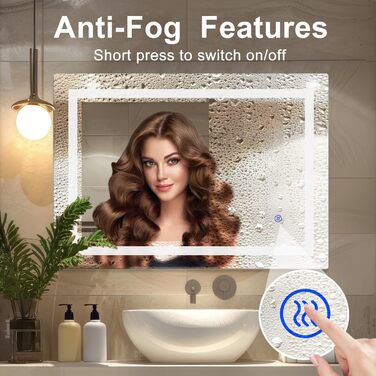 Дзеркало для ванної кімнати Sanitemodar LED 50x70 см з підсвічуванням, протизапотівальне, з сенсорним вимикачем