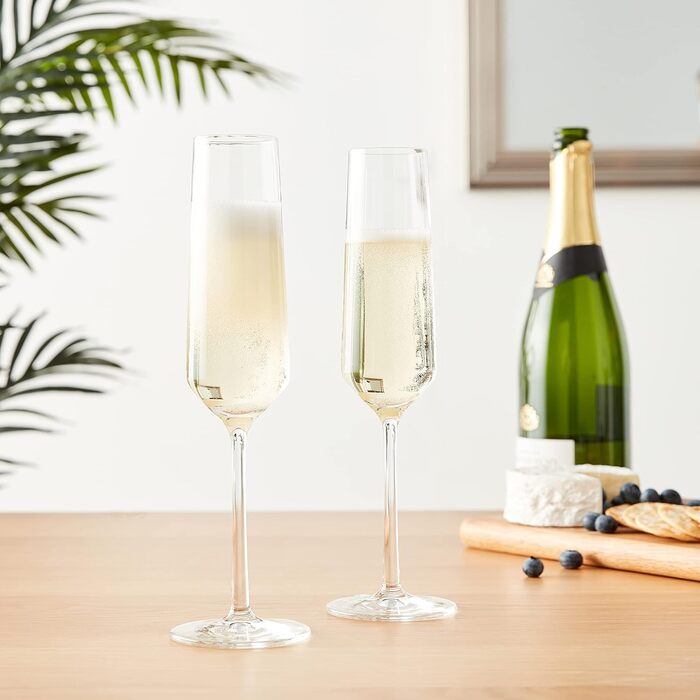 Schott Zwiesel 0026.112941 Tritan Crystal Glass Stemware Pure Collection Champagne Flute with Bubbly Spout, 200 ml, 2 Pieces, Transparent