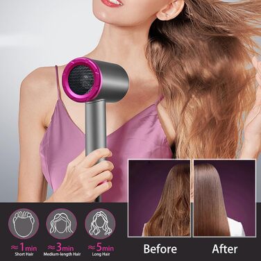 Фен 2000W з 2 режимами температури та 2 швидкостями, насадкою-концентратором, з кнопкою холодного повітря, для дому, салону краси, у подорожі, сірий