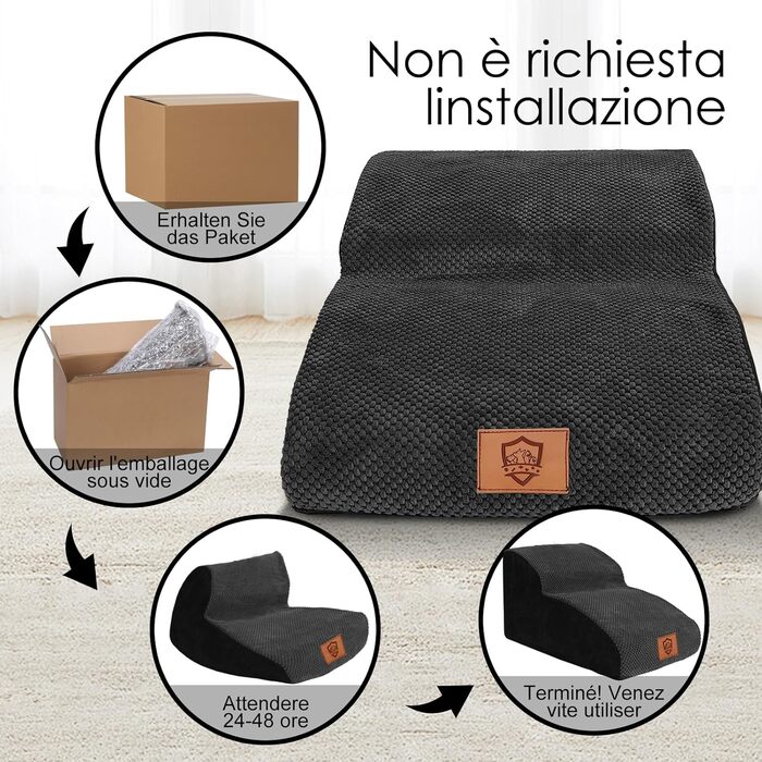 Східці для собак Zvonema з 2 ступенів, пандус для собак з губки високої щільності 30D, антиковзні сходи для собак зі знімним та пральним чохлом, для літніх / поранених тварин, чорного кольору