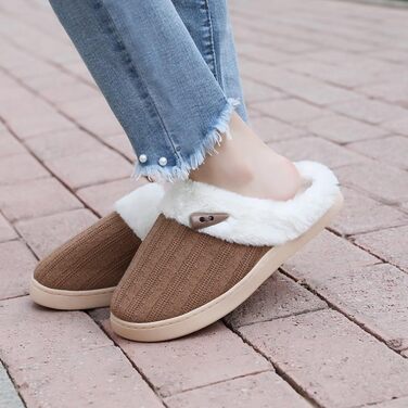 Домашні тапочки для жінок NineCiFun з меморі-піною, пухнасті, для дому та вулиці, антиковзкі, з теплим плюшевим підкладкою, сірі (світло-сірі) (38/39 EU, Коричневий)