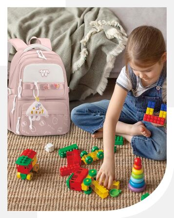 Шкільний рюкзак для підлітків: водонепроникний, великий, рожевий. Підходить для дівчат та хлопців, для школи, подорожей та повсякденного використання.