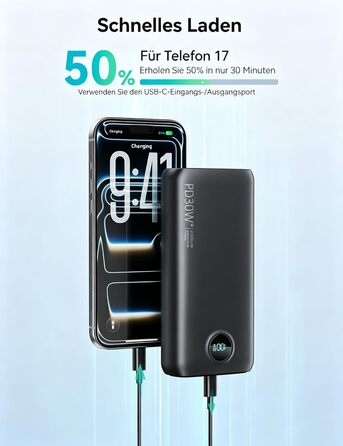 Power Bank 27000mAh 30W PD3.0 QC4.0 рожевий – Зовнішній акумулятор для iPhone, Samsung, iPad
