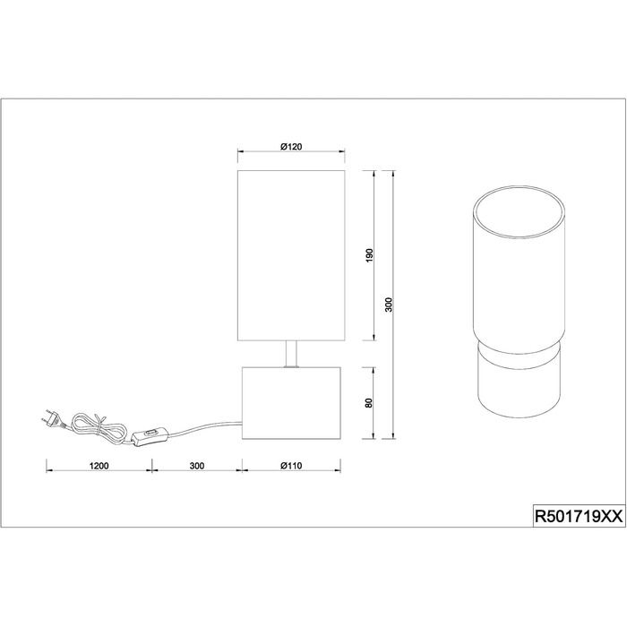 Настільна лампа Reality Leuchten Woody R50181080: чорний матовий метал, дерев'яний цоколь, абажур з тканини золотого кольору, без лампочки E27. Діаметр абажура 12 см
