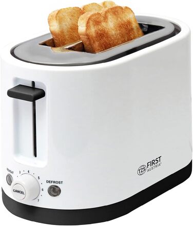 Тостер TZS First Austria 4-х секційний з широким прорізом, 1400 Вт, з підсвічуванням, з лотком для крихт, підставка для тостів, теплоізольований корпус, регулювання температури, корпус з нержавіючої сталі, функція розморожування, центрування хліба, білий