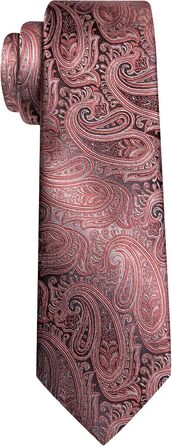 Шовкова краватка Paisley Barry.Wang з затискачем, хустинкою та запонками, рожево-сірий, для весілля, вечірки, ділового стилю