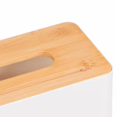 Relaxdays White Towel Box with Bamboo Lid