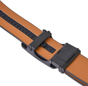 Чоловічий шкіряний ремінь VRLEGEND з автоматичною застібкою (ратинг) без дірок для ділового костюма, регульований розмір, з подарунковою коробкою, чорний