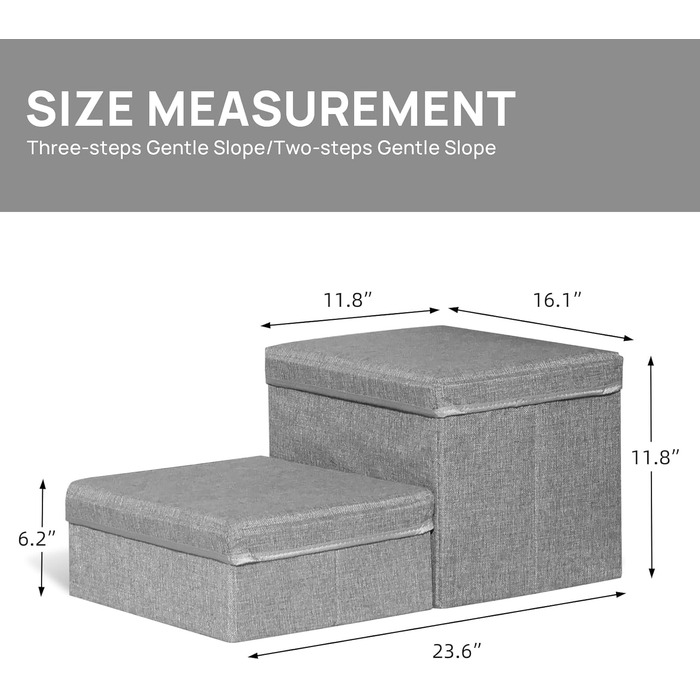 Сходинки для собак Faltbare Hundetreppe - 2 сходинки, для маленьких та середніх собак, регульовані, для ліжка, дивану