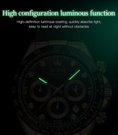 Годинники чоловічі OLEVS з хронографом, кварцові, світлові, сріблясті (2875-ilver)