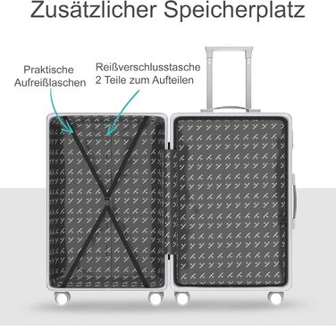 Набір валіз Voyagoux 3 в 1: 39L, 71L, 113L, з жорстким корпусом, TSA-замком, ABS, 4 колеса 360°, сріблясті, міцні та легкі