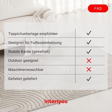 Килим Interiyou для вітальні/спальні/дитячої Cannes, 120x170 см, кремовий - короткий ворс, скандинавський бохо, геометричний малюнок, високий/низький ворс