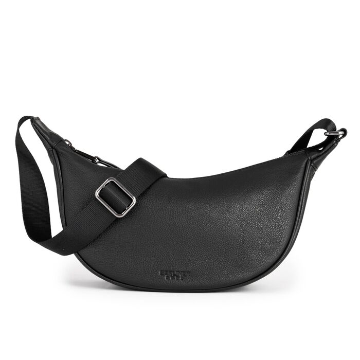 Сумка через плече Berliner Bags Luna, шкіряна напівмісяць, чорна. Жіноча сумка-багет