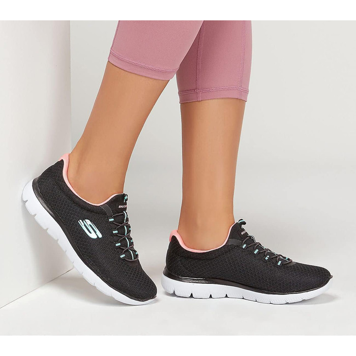 Кросівки Skechers Summits для жінок (40 EU, чорний сітка з рожевим оздобленням)