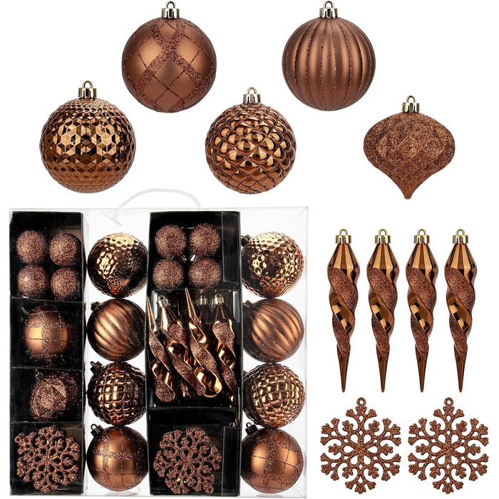50 шт. прикраси на ялинку: сині ялинкові кулі, ударостійкі, для ялинки, декор, (мідно-бронзові)
