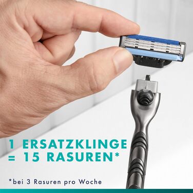 Бритва Gillette Mach 3 Standard для чоловіків, металевий корпус, синій/сірий, набір: станок + 12 змінних касет