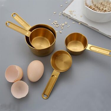 FBHappiness 8-Piece Stainless Steel Measuring Cup and Spoon Set for Kitchen, Cookware, Baking, Cooking, Measuring Tool (Color: A, Size: as shown)