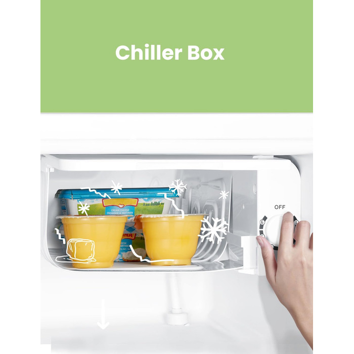 Mini холодильник Comfee RCD50WH2(E) 43L з відділенням для льоду – для дому, офісу, кімнати. Швидке охолодження, регулювання температури, білий колір.