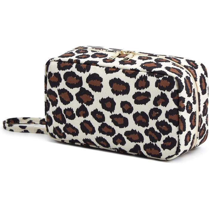 Жіноча косметичка-органайзер з корду, подорожі, зелений леопардовий принт (Leo-2)
