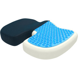 Ортопедична подушка для сидіння Bonmedico з Memory Foam та гелевим наповнювачем - для автомобіля, офісного крісла, інвалідного візка. Синя, для комфорту та підтримки спини.
