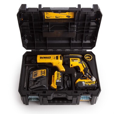 Гіпсокартонний шурупокрут DEWALT 18V DCF620P2K з 2 АКБ по 5.0Аг та кейсом TSTAK